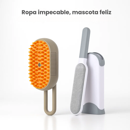 Cepillo quita-pelos + cepillo a vapor para mascotas | Kit FurryClean™