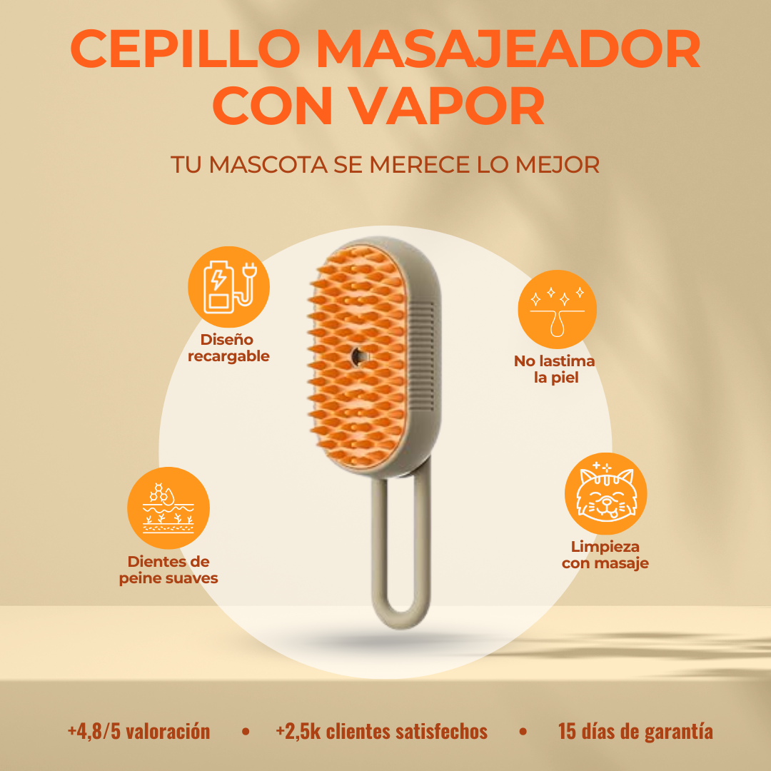 Cepillo quita-pelos + cepillo a vapor para mascotas | Kit FurryClean™