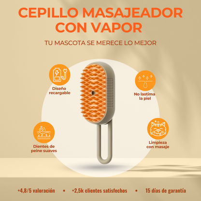 Cepillo quita-pelos + cepillo a vapor para mascotas | Kit FurryClean™