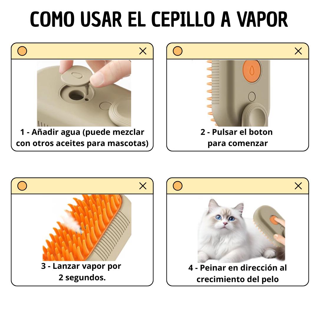 Cepillo quita-pelos + cepillo a vapor para mascotas | Kit FurryClean™